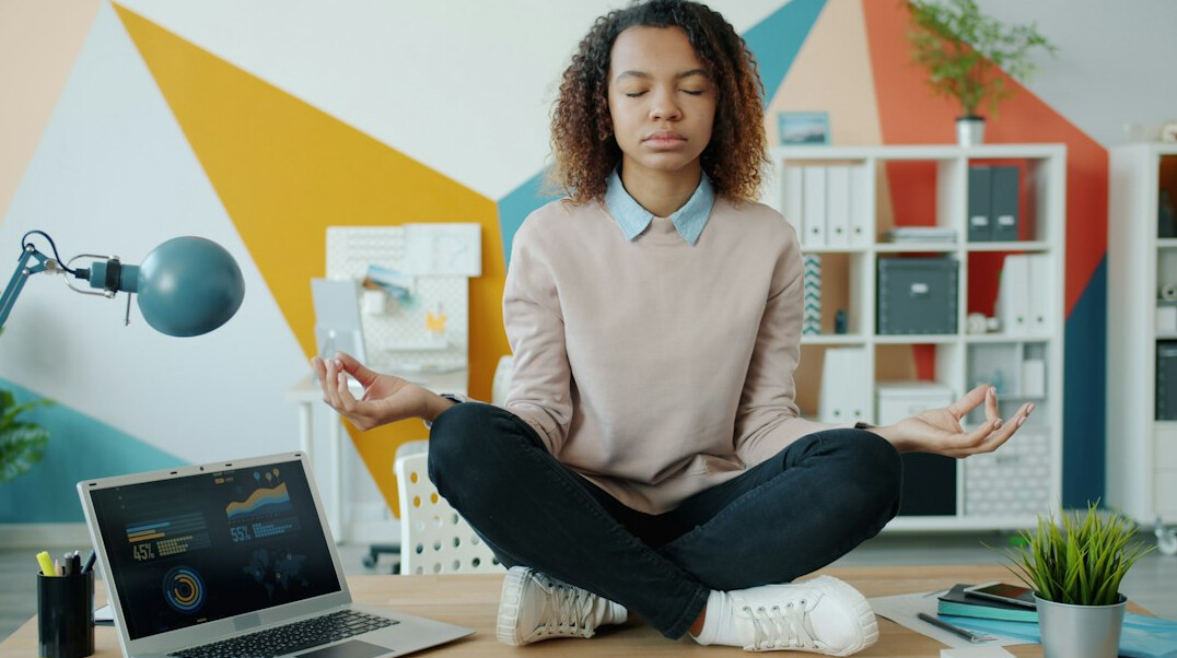 group yoga in office