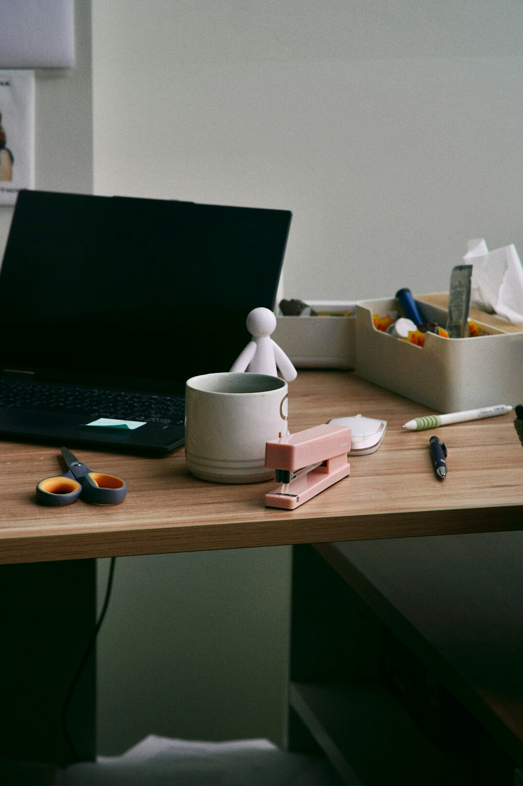 person meditating at desk