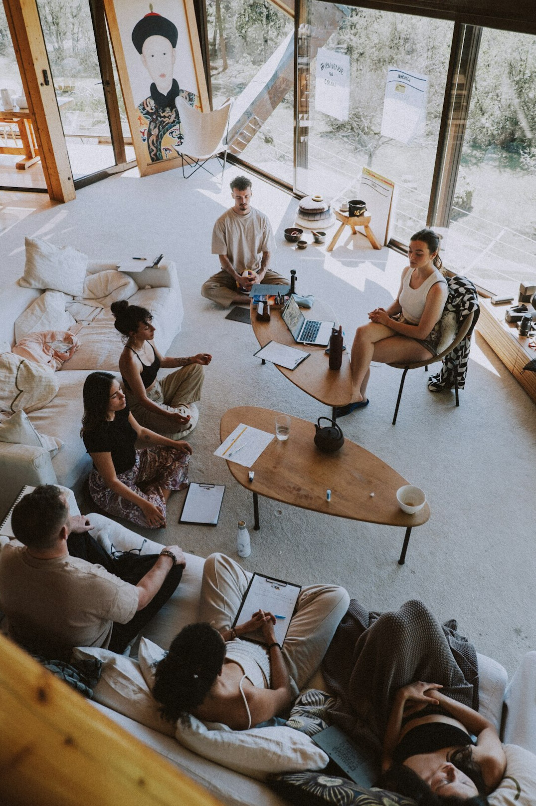 employees in wellness workshop
