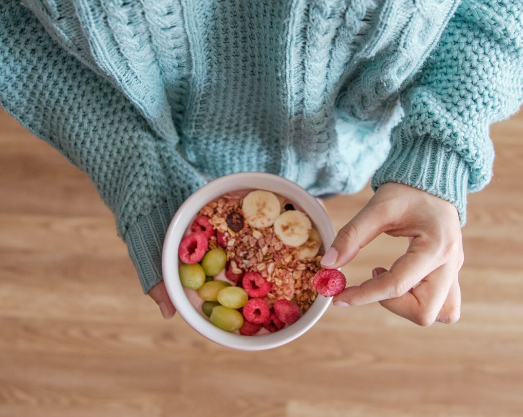 healthy breakfast bowl with fruits
